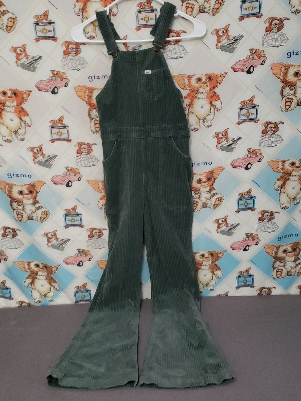Lee Dark Green Corduroy Flared Overalls XS